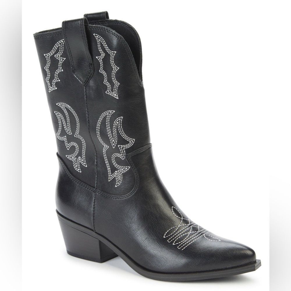Brand New Indigo Rd Pointed Closed Toe Yoley Black Cowboy Western Boots 5.5